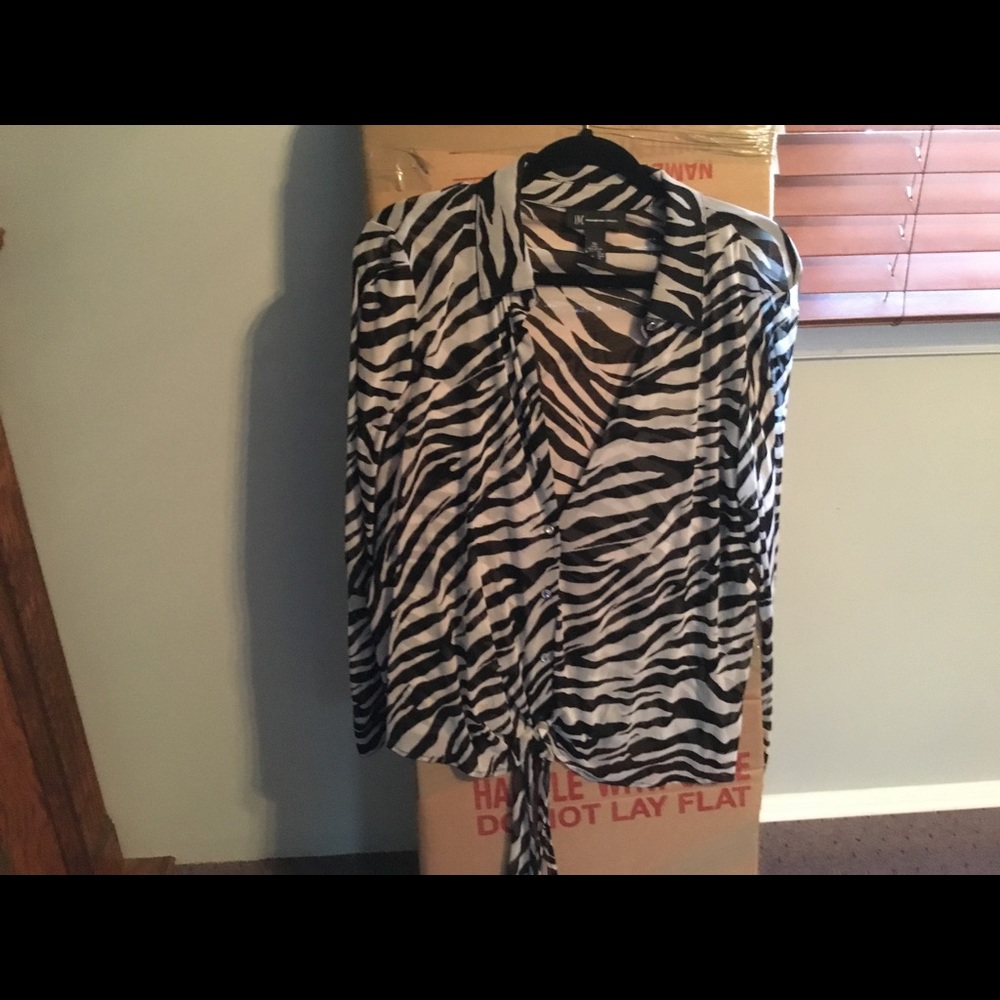Classic black and white animal print blouse